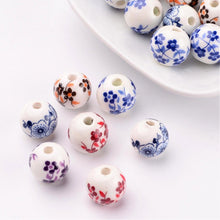 Load image into Gallery viewer, Porcelain Beads Flower Beads Wholesale Beads Floral Beads Porcelain Flower Beads 12mm Beads 12mm Porcelain Beads 10 pieces