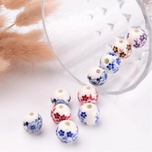 Load image into Gallery viewer, Porcelain Beads Flower Beads Wholesale Beads Floral Beads Porcelain Flower Beads 12mm Beads 12mm Porcelain Beads 10 pieces
