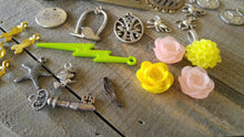 Load image into Gallery viewer, Jewelry Supplies DESTASH Lot Assorted Charms Pendants Connectors Beads BULK Charms Wholesale Charms Silver Bronze Gold Skeleton Keys 36pcs