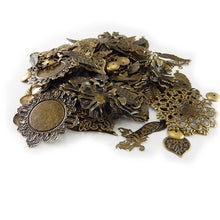 Load image into Gallery viewer, Assorted Charms Set Earring Findings Filigree Pendants Antiqued Bronze Antiqued Gold BULK Charms Wholesale Charms Jewelry Supplies 100pcs