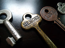 Load image into Gallery viewer, Skeleton Keys with Words Key Pendants Assorted Skeleton Keys Silver Bronze Copper Inspirational Word Keys Large Skeleton Keys