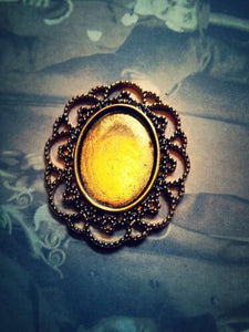 1 Cabochon Setting Frame Oval 25x18 Antique Gold Tone Pendant Flatback Bezel