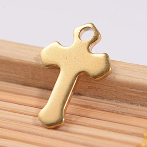 1 Cross Charm Gold Tone Stainless Steel Religious Pendant Christian 15mm