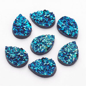 Teardrop Faux Druzy Quartz Cabochons Blue Black Flat Backs Bulk Sold per pkg of 300