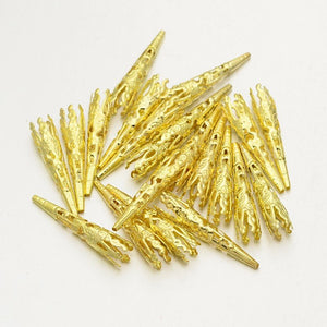Long Bead Caps Gold Cone Bead Caps Filigree 20 pieces 42mm