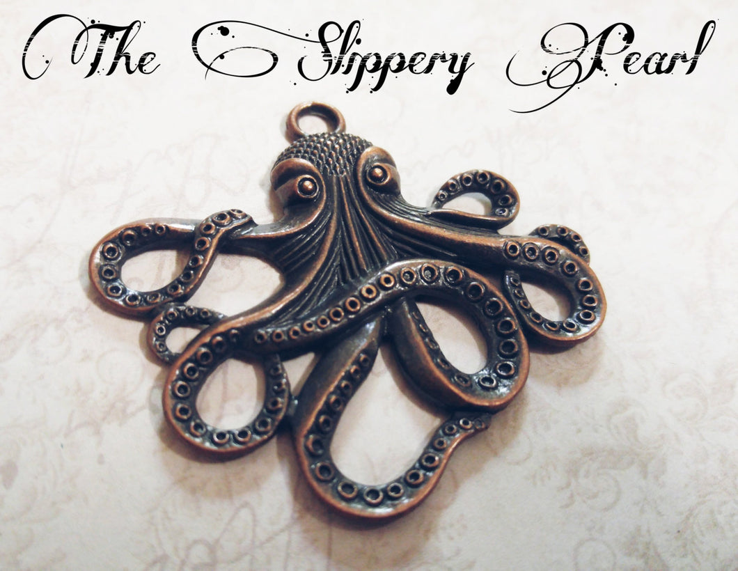 Octopus Pendant Copper Octopus Charm Kraken Charm Kraken Pendant Steampunk Octopus Large Octopus Pendant Focal Pendant Steampunk Kraken