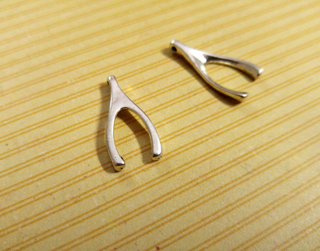 Wish Bone Charms Antiqued Silver Wishbone Charms Pendants Good Luck Charms Silver Charms Set 10 pieces