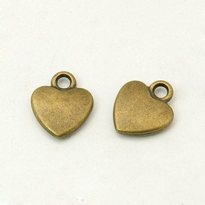 Heart Charms Antiqued Bronze Heart Pendants Bronze Charms BULK Charms Wholesale Charms Bronze Heart Charms 50pcs