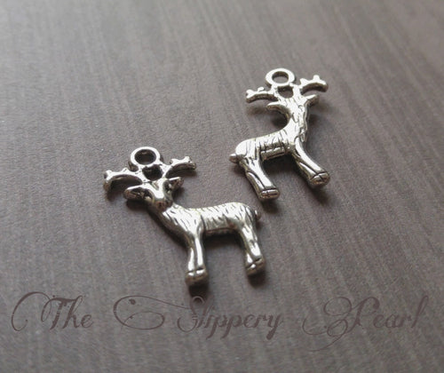 Deer Charms Deer Pendants Silver Deer Charms Buck Charms Hunting Charms Hunter Charms 10 pieces 3D Reindeer Charms Whitetail Charms