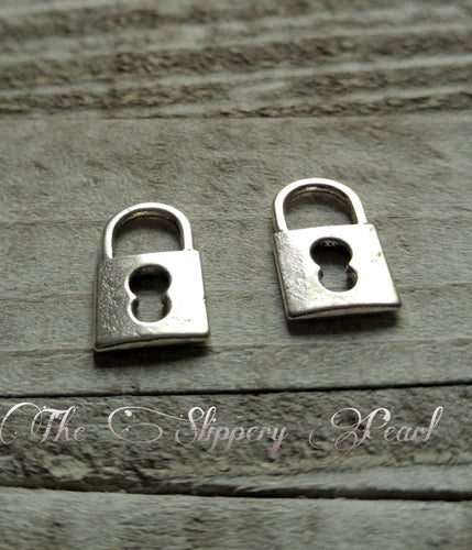 Lock Charms Lock Pendants Silver Lock Charms Steampunk Charms Steampunk Lock Silver Charms Keyhole Charms 25 pieces