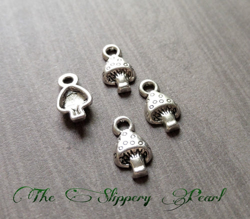 Mushroom Charms Antiqued Silver Mushrooms Miniature Charms Bulk Charms 50 pieces Wholesale Charms Tiny Mushroom Charms