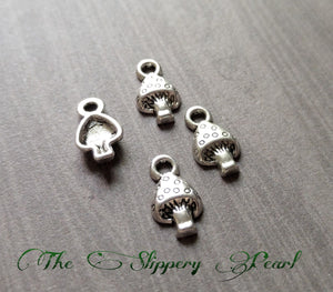 Mushroom Charms Antiqued Silver Charms Mushrooms Miniature Charms Bulk Charms 25 pieces Wholesale Charms Tiny Charms