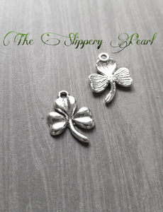 Shamrock Charms Clover Charms Antiqued Silver Good Luck Charms 10pcs
