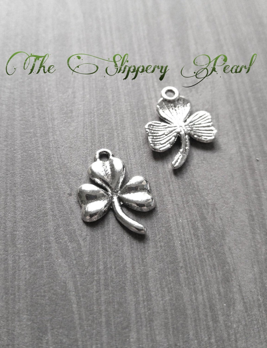 Shamrock Charms Clover Charms Antiqued Silver Good Luck Charms 10pcs