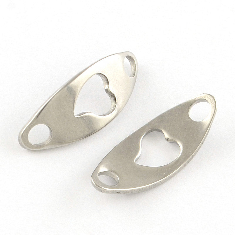 Metal Stamping Blank Connectors Links Stainless Steel Cut Out Heart Link Curved 20mm 2 pieces