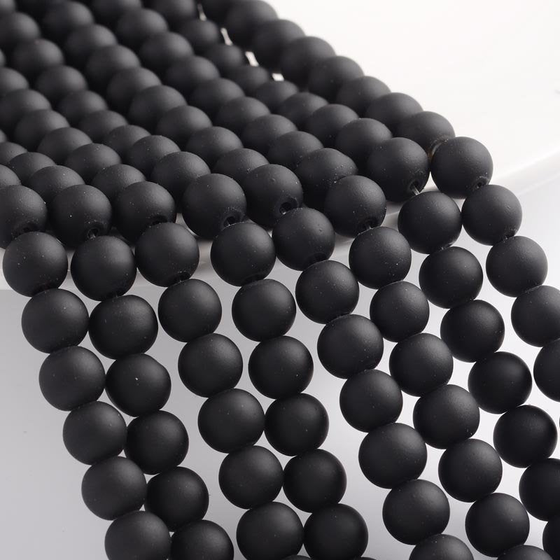 Black Beads Rubberized Glass Beads 8mm Round Glass Beads Wholesale Beads Matte Black Beads 8mm Beads 105 pieces