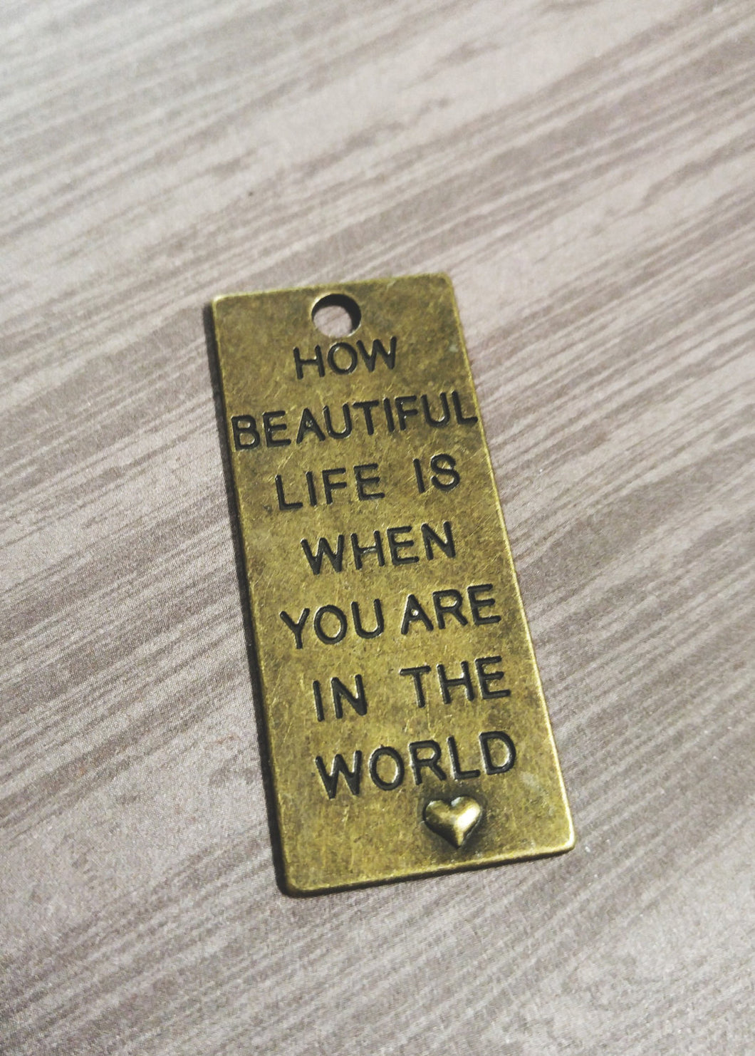 Quote Pendant-Inspirational Word Pendant-Stamped Metal Pendants-53mm Antiqued Bronze How Beautiful Life Is