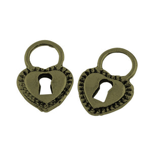 Lock Charms Steampunk Heart Lock Charms Antiqued Bronze Locks Wholesale Charms Wholesale Pendants 50 pieces Steampunk Charms