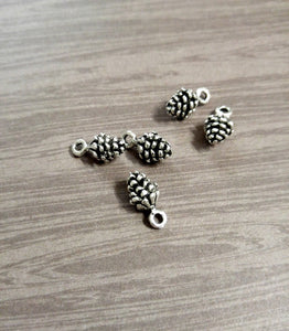 Pine Cone Charm Pine Cone Pendants Pine Cone Charms Silver Pine Cone Antiqued Silver Woodland Charms Autumn Charms Pinecone Charms 10pcs