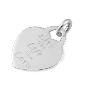 Sterling Silver Charm Pendant Live The Life You Love Quote Charm Word Charm 925 Silver Charm