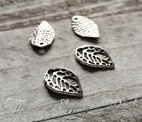 Silver Leaf Charms Leaf Pendants Silver Leaves Leaf Charm Antiqued Silver 25pcs Wholesale Charms Bulk Charms