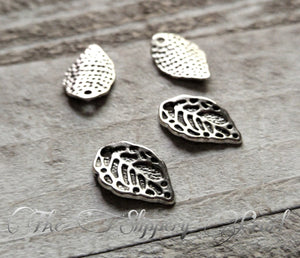 Silver Leaf Charms Leaf Pendants Silver Leaves Leaf Charm Antiqued Silver 25pcs Wholesale Charms Bulk Charms