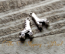 Load image into Gallery viewer, Roller Skate Charms Skate Pendants Skating Pendants Skating Charms Roller Derby Charms Antiqued Silver Charms Silver Skate Charms 10pcs