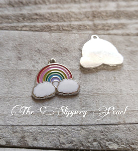 Rainbow Charms Enamel Charms Rainbow Pendants Cloud Charms Weather Charms Rainbow Baby Charm Silver Charms Enameled Charms 5 pieces