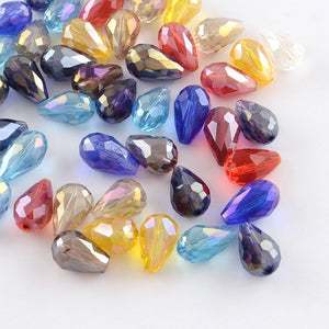 Teardrop Beads Assorted Beads Glass Beads Glass Teardrops Wholesale Beads Faceted Glass Beads Glass Drop Beads 8mm Beads 10 pieces