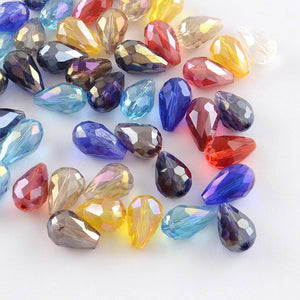 Bulk Beads Glass Beads Electroplate Beads Teardrop Beads AB Wholesale Beads Loose Beads Assorted Colors 40pcs