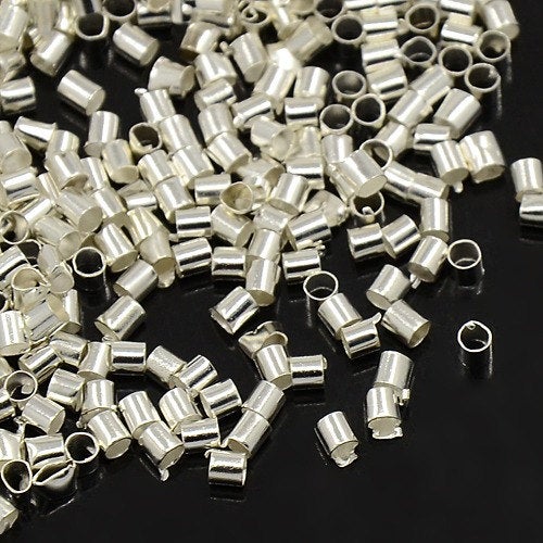 Crimp Beads Silver Crimp Beads Tube Crimp Beads 1.5mm to 2.5mm 3 Sizes Findings Wholesale Crimp Beads 3000pcs Brass