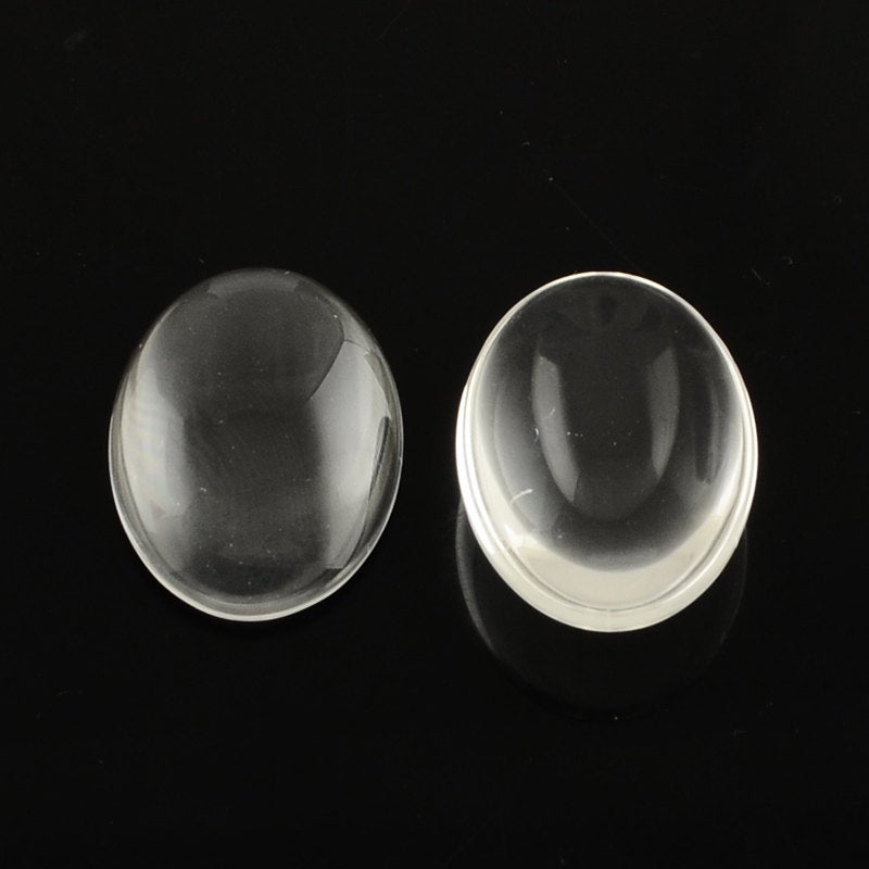 Clear Glass Cabochons Oval Cabochons 25x18 Glass Flatbacks Bulk Cabochons Wholesale Findings Cabochon-50pcs