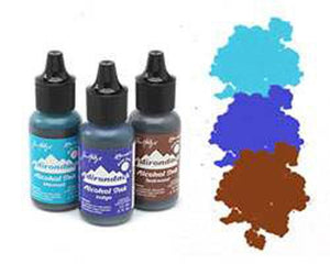 Tim Holtz Adirondack Alcohol Inks 3 Pack Blue Brown Mariner Alcohol Ink Mermaid Teakwood Indigo