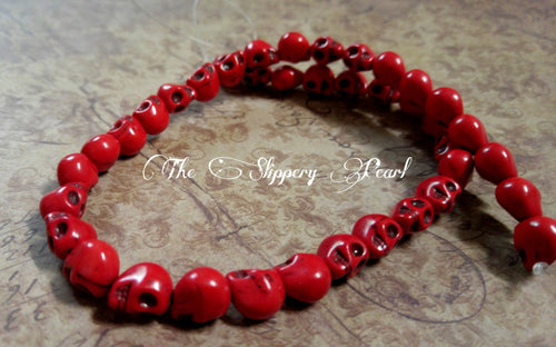 Skull Beads Red Skull Beads Wholesale Beads Howlite Beads Turquoise Beads Red Beads Halloween Beads 9mm Beads 9mm Skull Beads FULL STRAND