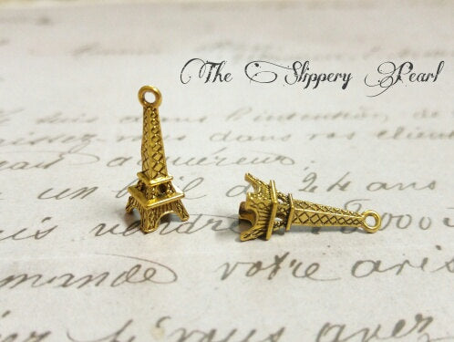 Eiffel Tower Charms Paris Pendants Gold Eiffel Tower Paris Charms France Charms Wholesale Charms 24mm 10 pieces 3D Bulk Charms Wholesale