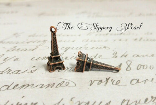 Eiffel Tower Charms Eiffel Pendants Antiqued Copper Charms Copper Eiffel Tower Paris Charms 3D Charms 24mm 10 pieces France Charms