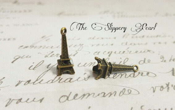 Eiffel Tower Charms Antiqued Bronze Charms France Charms Europe Pendants 24mm Paris Charms 10 pieces 3D Charms