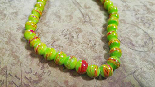 Glass Beads Green Striped Beads 8mm Beads Wholesale Beads 31