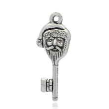 Load image into Gallery viewer, Santa Key Skeleton Key Charm Key Pendant Santa Head Key Christmas Key Christmas Charm 42mm Silver Key Charm