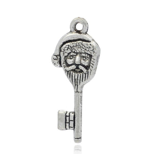 Santa Key Skeleton Key Charm Key Pendant Santa Head Key Christmas Key Christmas Charm 42mm Silver Key Charm