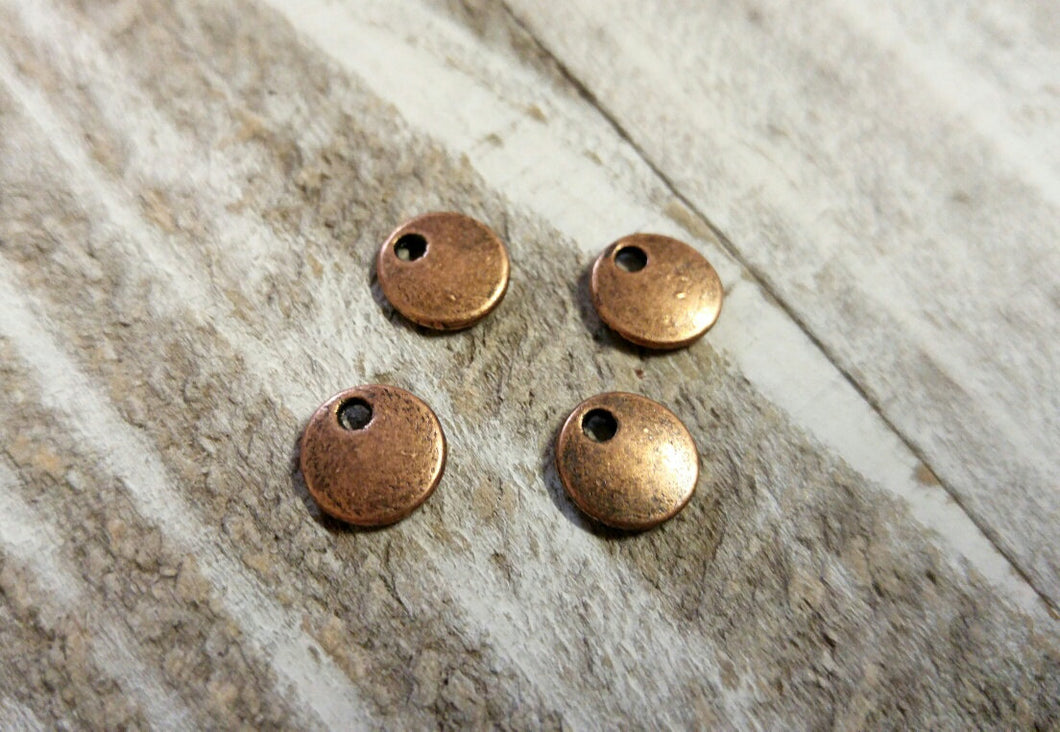 Metal Stamping Blanks Antiqued Copper Blank Charms Pendants Metal Circle Tag Blanks 10 pieces 8mm