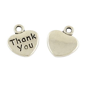 Thank You Charms Jewelry Tags Metal Jewelry Tags Word Charms Metal Heart Tags Bulk Charms Wholesale Charms-100pcs