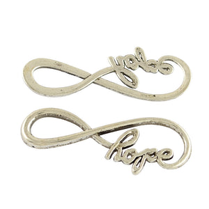 Infinity Pendants Connectors Infinity Links Infinity Charms Antiqued Silver Bracelet Connectors Word Charms HOPE Charms Wholesale 40pcs