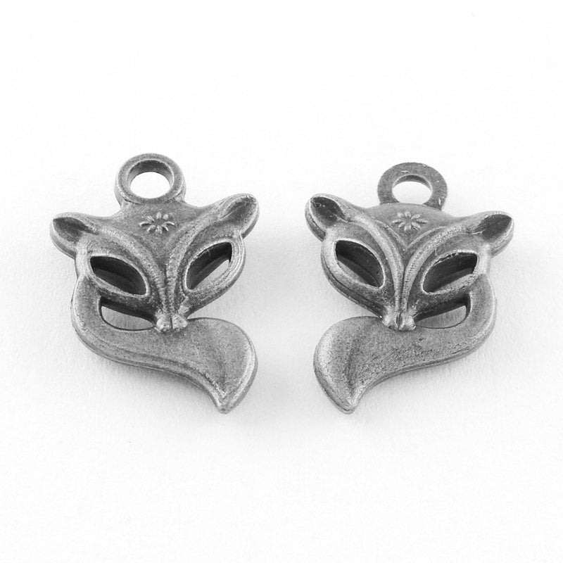 Fox Charms Fox Pendants Antiqued Silver Fox Charm Forest Animal Charms Woodland Charms Animal Charms Wholesale Charms Bulk Charms 50pcs