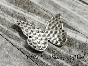 Butterfly Connector Pendant Butterfly Link Antiqued Silver Butterfly Hammered Pendant Silver Bracelet Link Butterfly Pendant