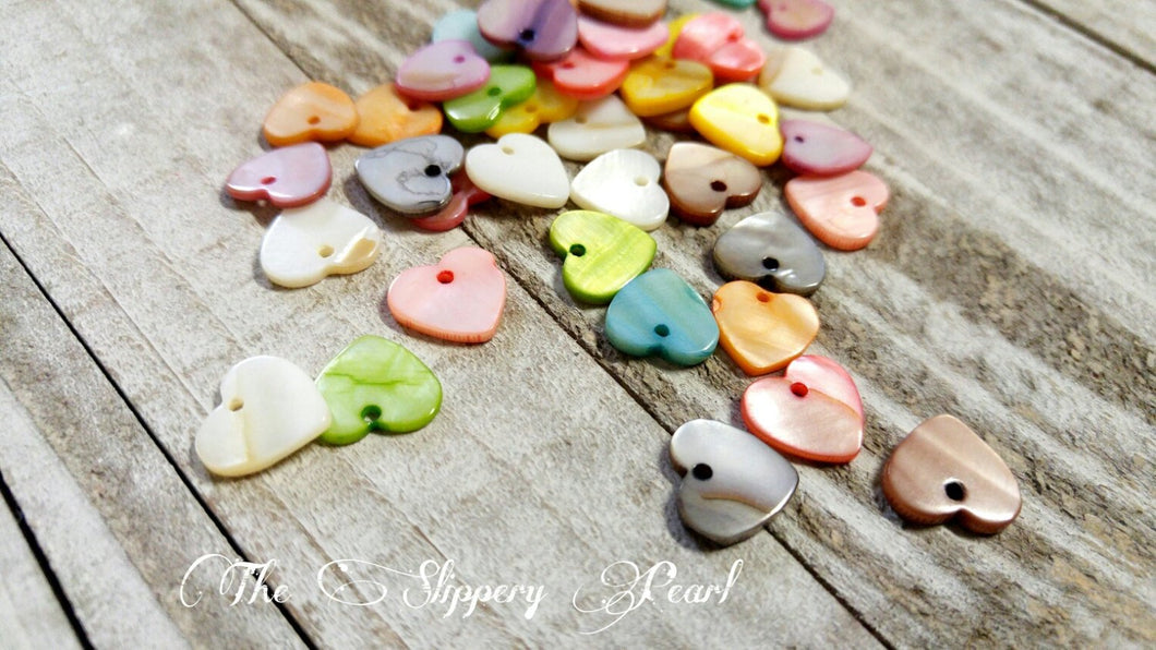 Heart Charms Assorted Colors Valentines Day Charms Love Charms Shell Charms 13mm 10 pieces