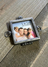 Load image into Gallery viewer, Picture Frame Pendant Photo Frame Pendant Picture Frame Connector Frame Link Antiqued Silver Square Frame PREORDER