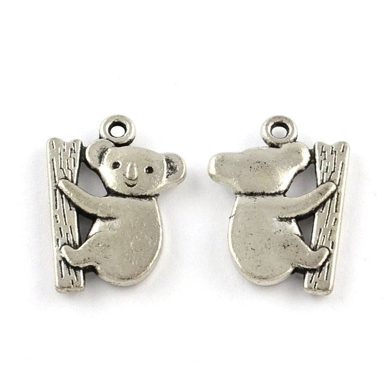 Koala Charms Animal Charms Koala Bear Antiqued Silver Charms Set Australia Charms Silver Nature Charms 10 pieces