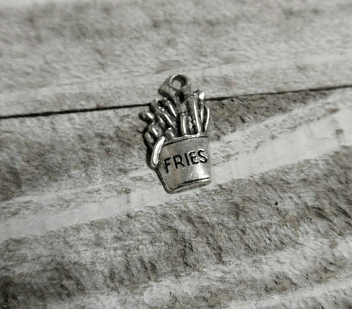 French Fry Charms French Fry Pendants Antiqued Silver Charms Quirky Charms Fast Food Charms Silver Pendants Food Pendants 10 pieces