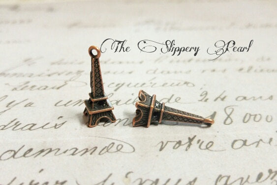 Eiffel Tower Charms Pendants Antiqued Copper Charms 24mm 100 pieces Paris Charms France Charms BULK Charms Wholesale Europe Charms
